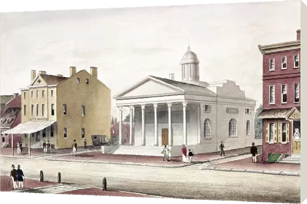 BANK OF PENNSYLVANIA. The City Tavern (left) and the Bank of Pennsylvania, designed