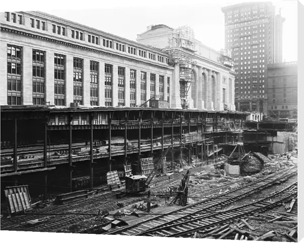 GRAND CENTRAL STATION. Construction on Grand Central Station in New York City. Photograph