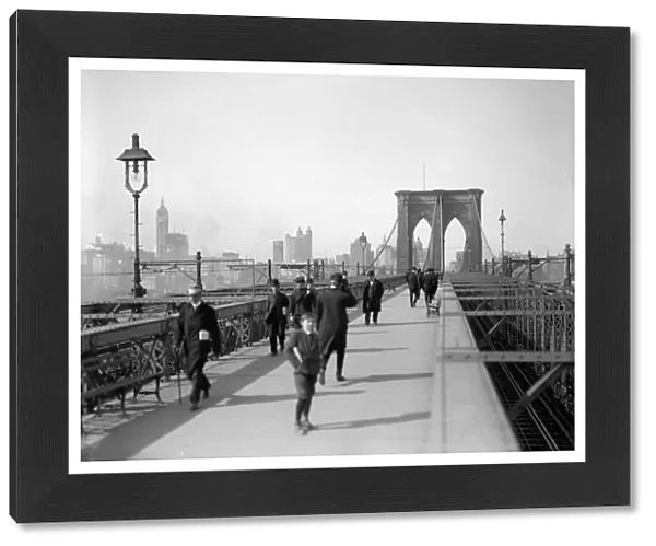 BROOKLYN BRIDGE, c1912. Along the pedestrian promenade, New York. Photograph, c1912
