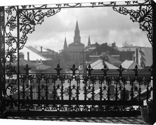 NEW ORLEANS, c1923. View through wrought iron, New Orleans, Louisiana