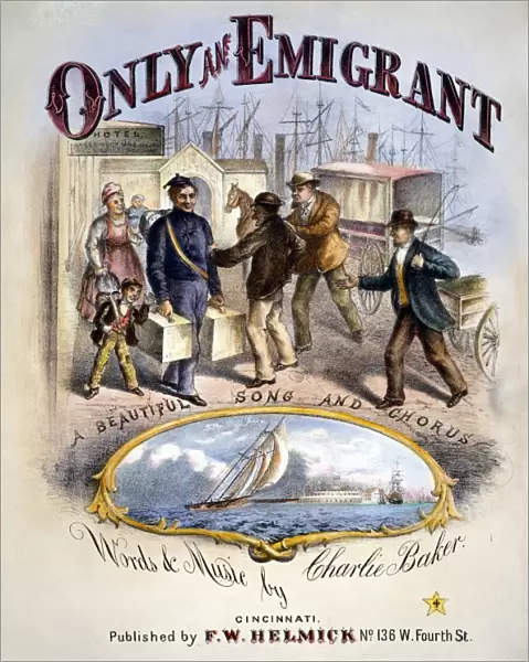 AMERICAN EMIGRANTS, 1879. Only an Emigrant. American lithograph sheet music cover