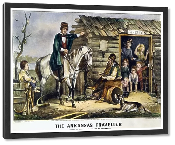 CURRIER & IVES: THE ARKANSAS TRAVELER. Color lithograph, 1870, by Currier & Ives