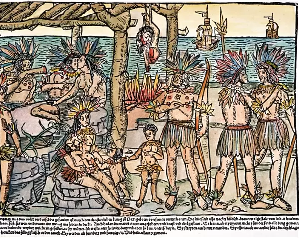 CANNIBALS. The earliest European depiction of New World Native Americans of some