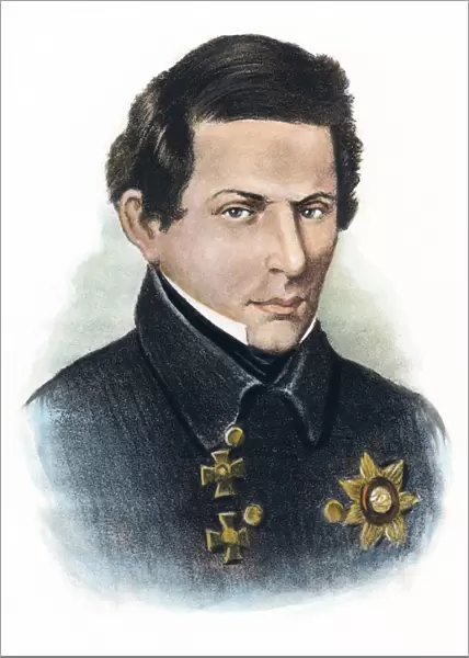 NIKOLAI I. LOBACHEVSKI (1793-1856). Russian mathematician. Contemporary lithograph