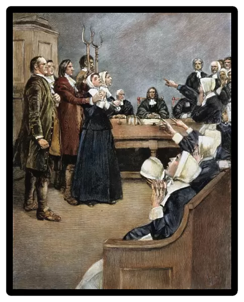 TRIAL OF TWO WITCHES, Salem, Massachusetts, in 1692. Illustration by Howard Pyle