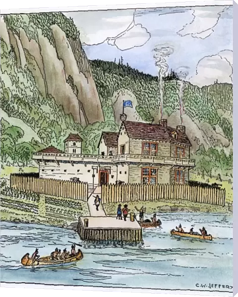 HABITATION OF QUEBEC, 1608. Drawing by Charles W