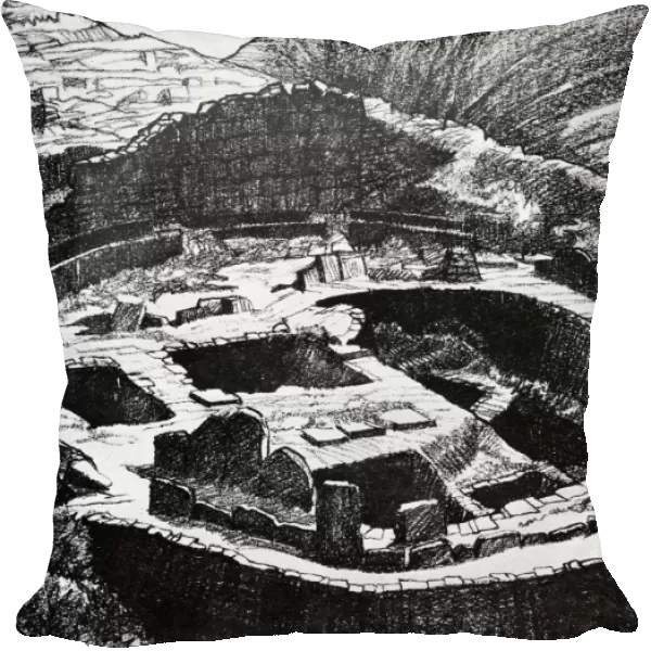 MYCENAE: ROYAL GRAVES. Circle of six royal graves and the Cyclopean Wall at Mycenae