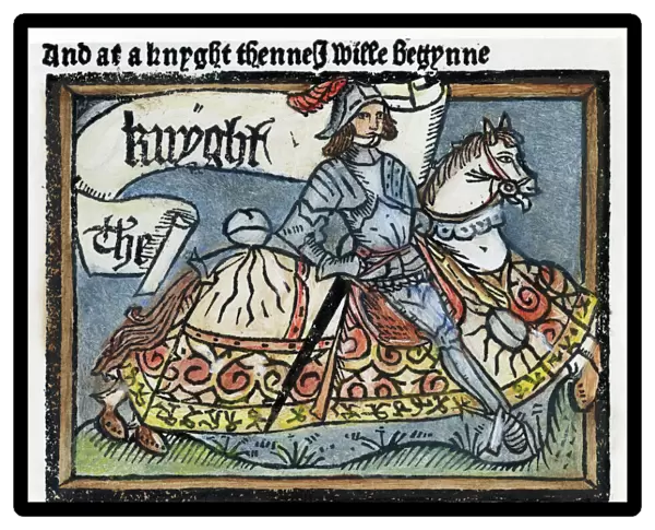CANTERBURY TALES, c1490. Woodcut of the Knight from the edition of Chaucers Canterbury
