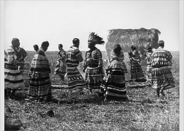 SEMINOLE CROP DANCE, 1920s. Seminole Native Americans performing a crop dance