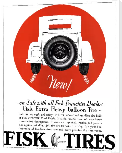 AD: FISK TIRES, 1927. American advertisement for Fisk Tires, 1927