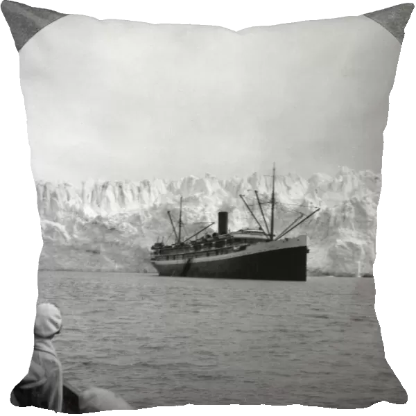 ALASKA: TOURISM, 1920s. A cruise ship anchored near the Columbia Glacier in Prince William Sound