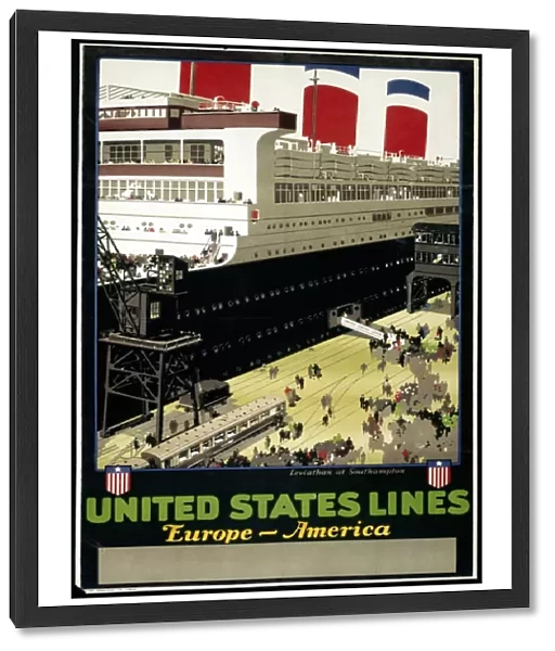 UNITED STATES LINES. The SS Leviathan docked at Southampton