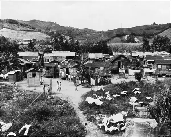 PUERTO RICO: SLUM, 1942. View of the slum area in Utuado, Puerto Rico. Photograph by Jack Delano