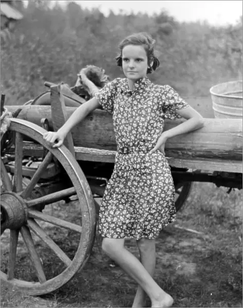 LOUISIANA: FARM GIRL, 1938. A farm girl near Morganza, Louisiana. Photograph by Russell Lee