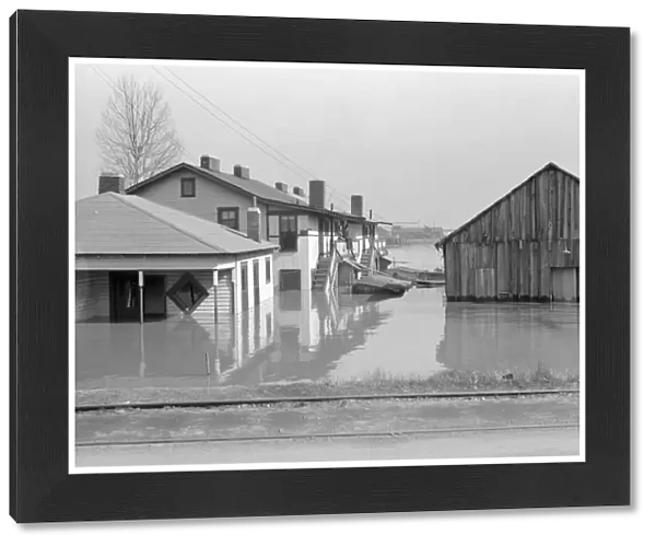 TENNESSEE: FLOOD, 1937. A flooded street in North Memphis, Tennessee. Photograph by Edwin Locke