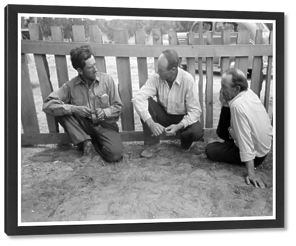 NEW MEXICO: MEN, 1940. Homesteaders talking in Pie Town, New Mexico. Photograph by Russell Lee