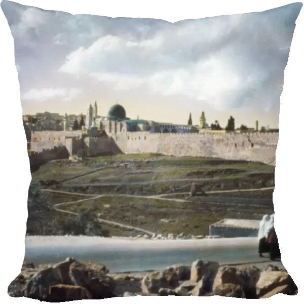 JERUSALEM: OLD CITY. View of Jerusalem from the Jericho Road. Hand-colored photograph