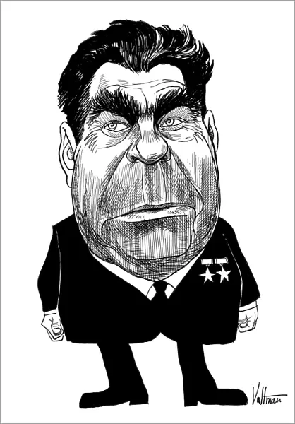 LEONID BREZHNEV (1906-1982). Soviet political leader. Caricature by Edmund Valtman, c1968