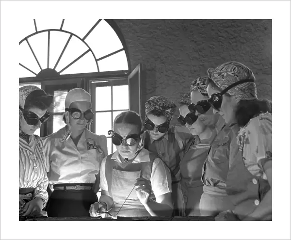 VOCATIONAL SCHOOL, 1942. Women learning aircraft construction in Florida as part