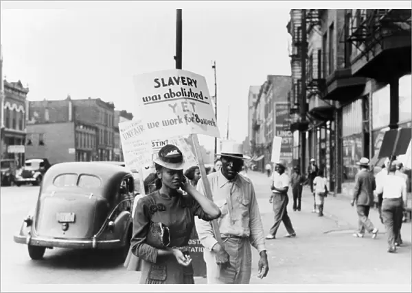 CHICAGO: PROTEST, 1941. A picket line protesting low wages for African Americans