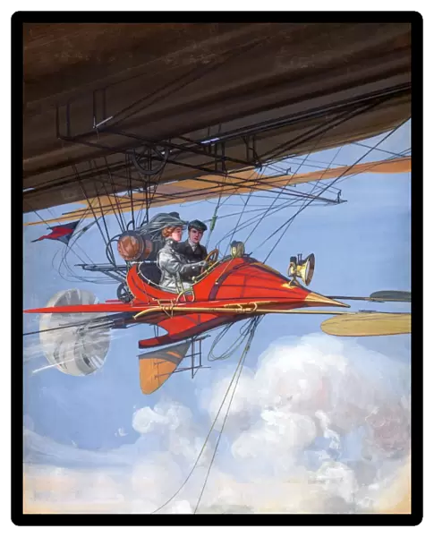 AIR TRAVEL, c1905. An artists conception of future air travel. Drawing by Harry Grant Dart