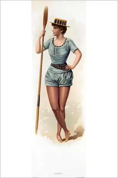 ROWER, c1889. A woman rower. Lithograph, c1889