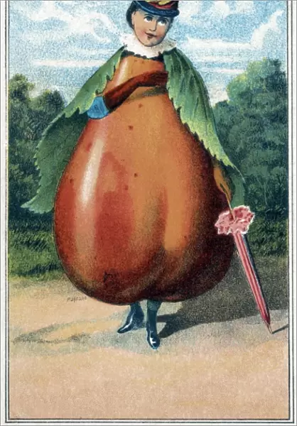 TRADE CARD, c1887. How do I a pear? Trade card published by J. H. Bufford, c1887