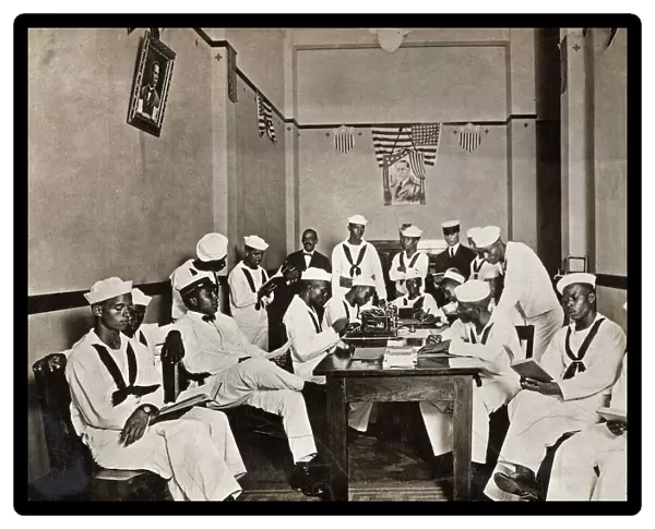 WWI: SAILORS, 1918. American sailors in the resting room of the Red Cross headquarters