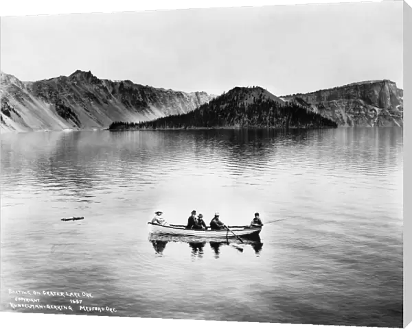 OREGON: CRATER LAKE, c1912. Group of people boating on Crater Lake, Oregon. Photograph