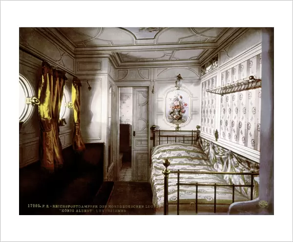 OCEAN LINER: KING ALBERT. A luxury cabin onboard the German ocean liner King Albert