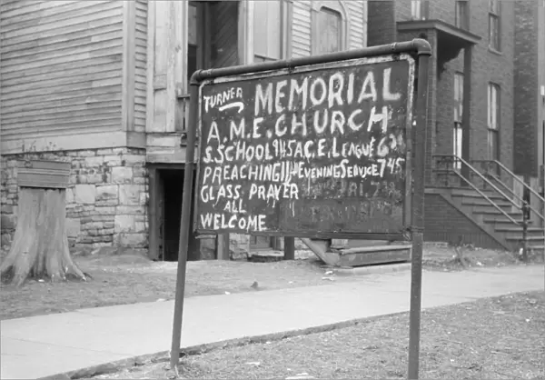 CHICAGO: CHURCH, 1941. Sign outside of a church on the South Side of Chicago, Illinois