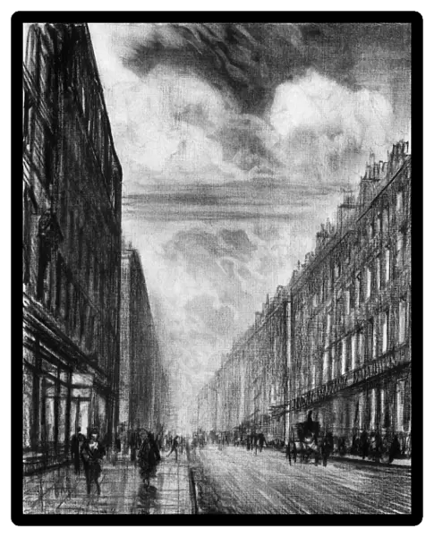 PENNELL: LONDON, c1908. Baker Street in London, England. Drawing by Joseph Pennell