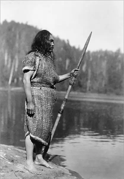CURTIS: NOOTKA MAN, c1910. A Nuu-chah-nulth (formerly Nootka) man with harpoon near Vancouver, Canada. Photographed by Edward Curtis, c1910