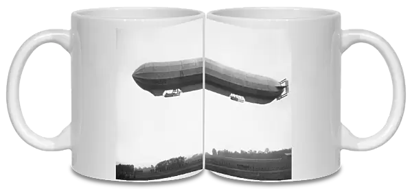 FRENCH MILITARY DIRIGIBLE. French military dirigible Spiess in flight. Early 20th century photogrpah