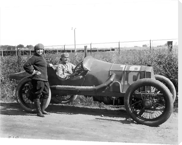 SILENT FILM: AUTOMOBILES. Silent film still. Edith Storey, Vitagraph Star, and George Adams, professional auto racer