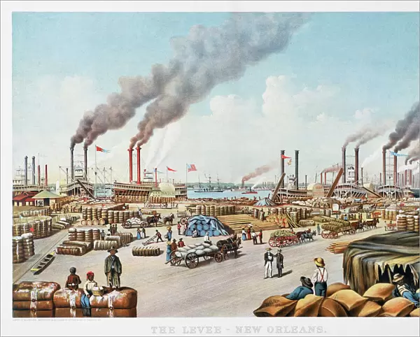 NEW ORLEANS, 1884. The Levee in New Orleans. Lithograph, 1884, by Currier & Ives