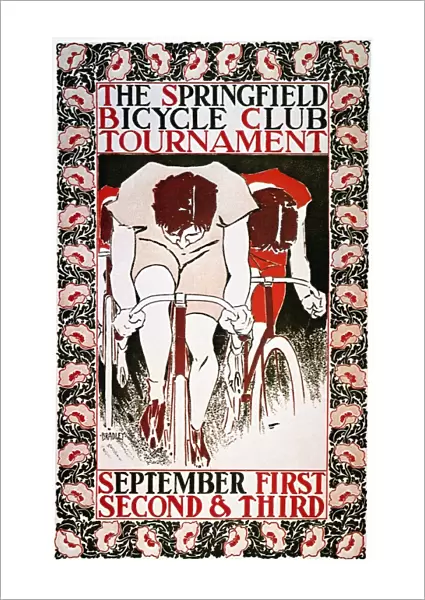 BICYCLING POSTER, 1896. American poster by Will Bradley for a bicycle-club tournament