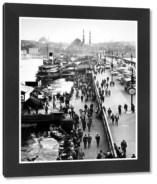 TURKEY: ISTANBUL, 1958. The Galata Bridge in Istanbul, Turkey. Photographed 1958
