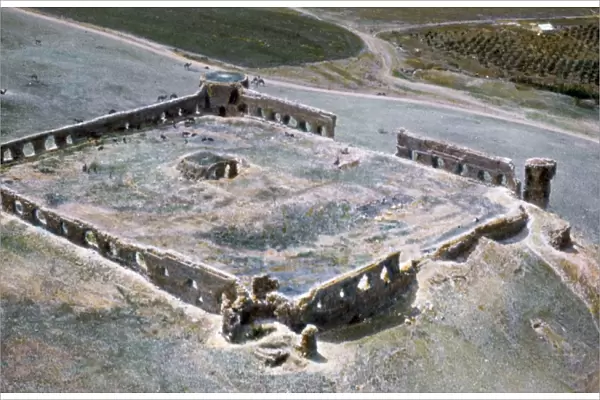 HOLY LAND: CARAVANSARY. Ruins of a 1st century A. D. caravansary in Antipatris, located near the Mediterranean coast of present-day Israel. Photograph, mid 20th century