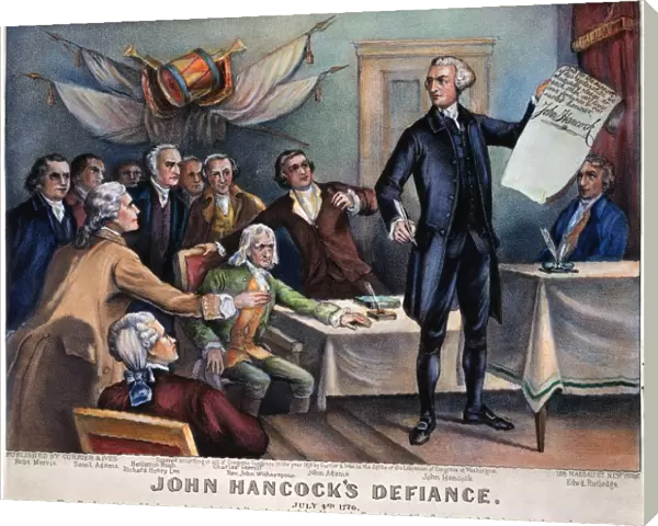 DECLARATION OF INDEPENDENCE. John Hancocks Defiance. Lithograph, 1876, by Currier & Ives