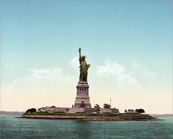 STATUE OF LIBERTY, c1905. The Statue of Liberty in New York Harbor. The statue was built on Bedloe Island on the star-shaped footprints of the early 19th century Fort Wood. Photochrome, c1905