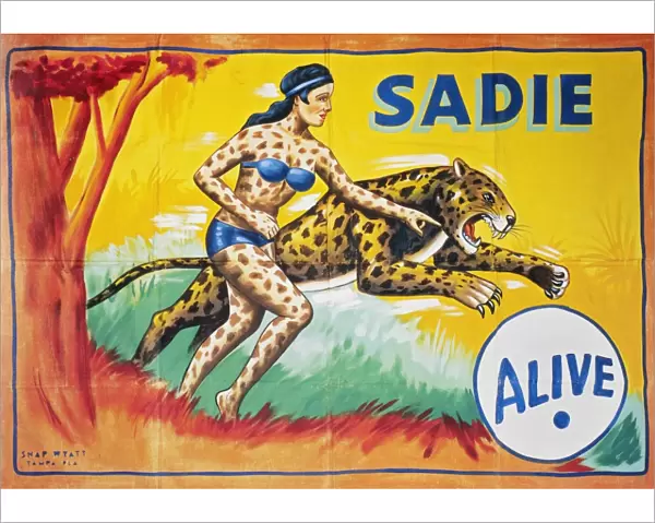 SIDESHOW POSTER, c1965. Sideshow poster by Snap Wyatt, of Sadie, The Leopard Woman, c1965