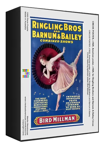 CIRCUS POSTER, c1920. American poster, c1920, for Ringling Brothers and Barnum & Bailey Circus, featuring tightrope walker Bird Millman