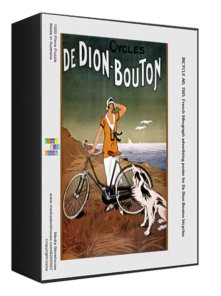 BICYCLE AD, 1925. French lithograph advertising poster for De Dion-Bouton bicycles
