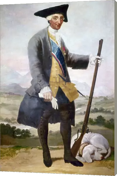 CHARLES III (1716-1788). King of Spain, 1759-1788. Also Charles I, Duke of Parma, 1731-1735; and Charles IV, King of Napes and Sicily, 1734-1759. Oil painting by Francisco Goya, c1787