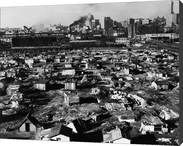 SEATTLE: HOOVERVILLE, 1933. Shacks of the unemployed in a Hooverville shantytown on the waterfront in Seattle, Washington. Photographed in March 1933