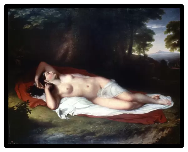 VANDERLYN: ARIADNE ASLEEP. Ariadne Asleep on the Island of Naxos Oil on canvas by John Vanderlyn, 1814