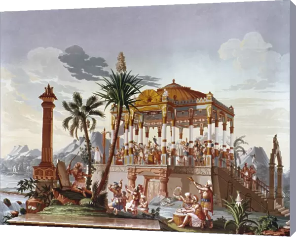 INCA NATIVE INDIANS. The Destruction of the Empire of Peru. Painting on paper after J. F. Marmontel, 1777