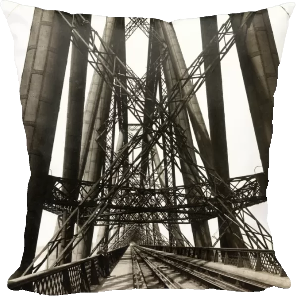 SCOTLAND: FORTH BRIDGE. A view through the Forth Bridge, spanning the Firth of Forth, Scotland: stereograph, 1902