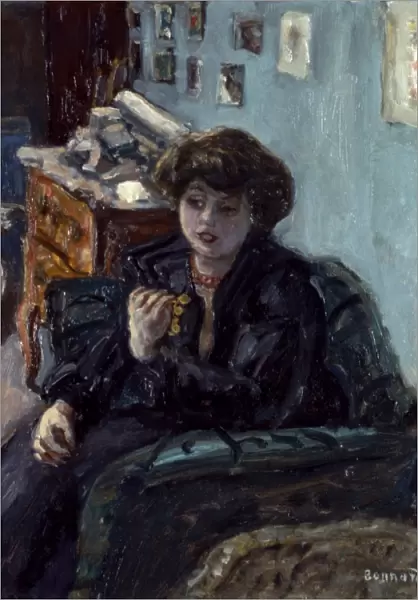 BONNARD: LADY, 19th C. Portrait of a Lady in an interior. Canvas by Pierre Bonnard